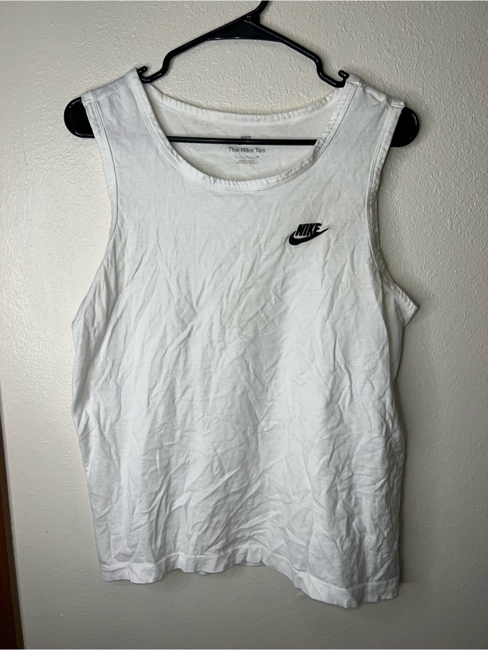 Nike White Mens Tank with Black Swoosh